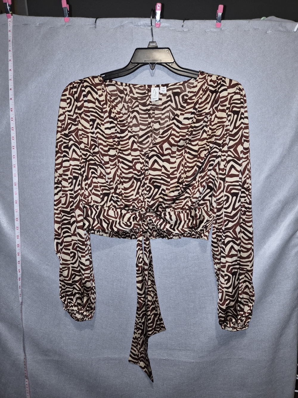 Joie Printed Tie-Front Crop Blouse – Size L/G